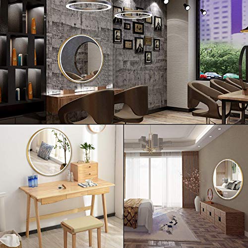 Round bathroom Illuminated mirror with Sensor Touch Control, 3-Colour Dimming Function, 600x600mm LED Backlit Makeup Mirror wall Mounted, IP44 Ra