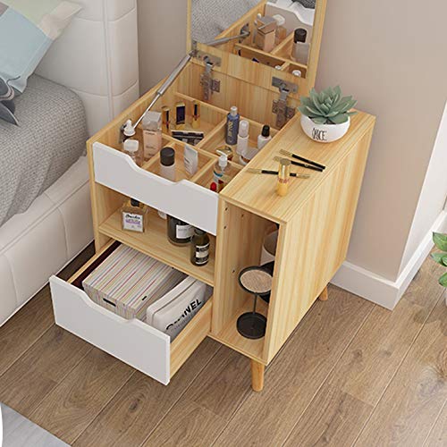 DINGZZ Nordic Dressing Table with Drawer Wood Dresser Nightstand Bedroom Furniture Mini Bedside Table Wedding Furniture