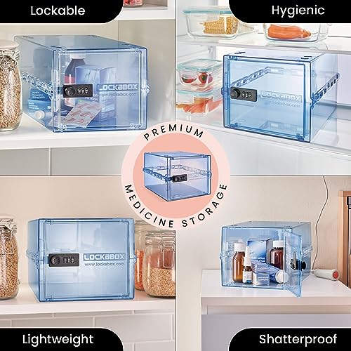 Lockabox One™ | Premium Lockable Medicine Storage Box | BPA Safe & Medical Grade | Made in Britain (Light Medi Blue)
