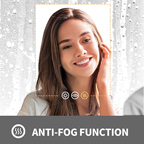 LUVODI LED Bathroom Mirror with Black Frame, 600x600mm Round Illuminated Lighted Wall Hanging Vanity Mirror with Anti-fog 3 Dimmable Lighting Col