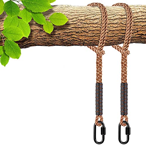 SELEWARE Hammock Straps, Tree Swing Rope, Hammock Chair Hanging Rope Kit W/Stainless Steel Carabiner Snap Hook Holds to 454kg, for Outdoor Playgr