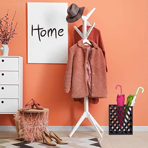 Relaxdays Umbrella Stand XL, Rectangular Holder for Walking Stick & Umbrellas, Steel, Portable, 48x40x15 cm, White, 48 x 40 x 15 cm