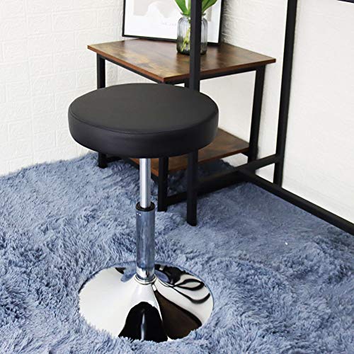 FURWOO PU Leather Round Barber Shop Stool Height Adjustable Swivel Workshop Barber Shop Home Kitchen Short Bar Stools without Backrest Stool (Bla