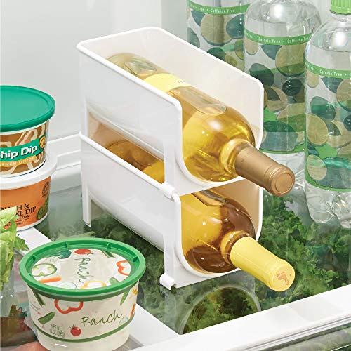 mDesign Vertical Stacking Wine Rack - Crystal Clear Bottle Rack - Horizontal Wine Holder Extends Wine and Cork Life - 4 Stackable Wine Racks x 1