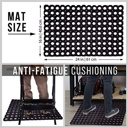 SafetyCare Interlocking Rubber Drainage Floor Mat - Anti-Fatigue - 60 cm x 40 cm - 12 Mats