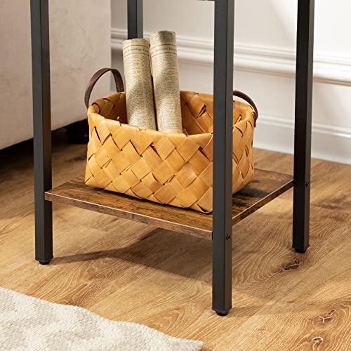 HOOBRO Tall Bedside Table, Slim Side Table with 2 Drawers, Industrial Telephone Table, Small Hallway Table for Small Spaces, Living Room, 35 x 28