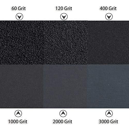 Sandpaper Assorted Wet/ Dry, 102 Pieces 60 to 3000 Grit Sandpaper Assortment, 3 x 5.5 Inch Abrasive Paper Sheet with Free Box, for Automotive San