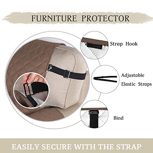 PETCUTE Sofa cover waterproof sofa slipcovers Anti Slip armchair covers Quilted Couch Slipcover Sofa Protector for dog pets Coffee 1 Seater