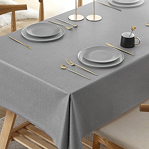 Table Cloth Wipeable PlasticTablecloth Waterproof Table Cover PVC 140 x 200 cm Rectangle Table Protector for Kitchen Picnic Outdoor Indoor(Light