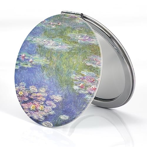 Dynippy Compact Mirror Double-Sided 1X/2X Magnifying 3.15inch Bulk Pu Leather Makeup Mirrors Square Mirror for Purses Small Pocket Portable Hand