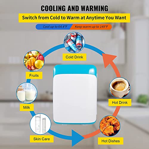 SXxingkong Mini Refrigerator, 10L/12 Cans AC/DC Portable Heater and Cooler for Bedroom, Office, Car, Boat, Dorm, Cosmetics, Lightweight Beauty Re