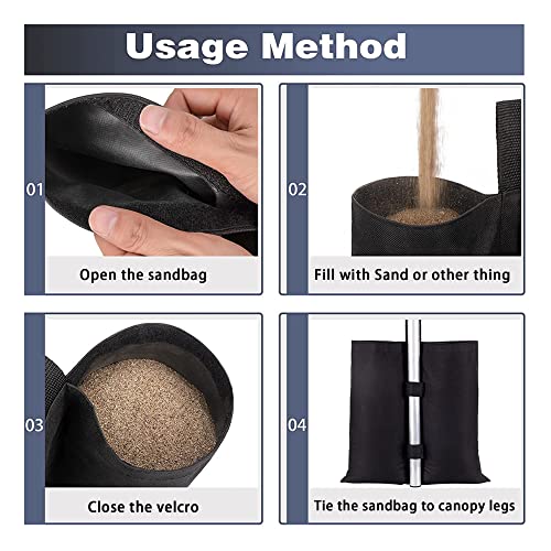 Gazebo Sand Weight Bags, Gazebo Weights, Industrial Grade Heavy Duty Double-Stitched Sand Weight Bags for Pop up Canopy Tent Sun Shades & Pop Up