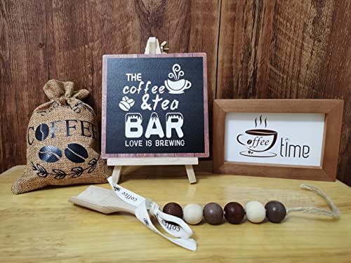 XiA MiLL 5P Coffee Bar Sign Décor, coffee table décor, Coffee Decor for Coffee Bar Accessories,Coffee Bar Tiered Tray Decor,Coffee Lover Gift