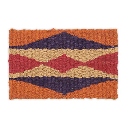 Relaxdays Jute Doormat, 60x40 cm, Durable, Handwoven, Mat for Indoor & Outdoor Use, Diamond Pattern, Brown/Cream, Design F