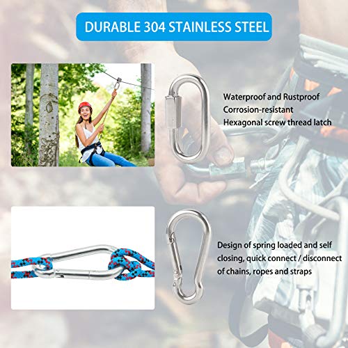 DesertBoy 2Pcs Stainless Steel Chain Heavy Duty M4 Hanging Chair Chain (0.6M/23.7Inch) with 4 Carabiners for Hanging Sandbags, Hanging Chairs, Yo