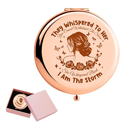 ORIGACH Bonus Daughter Gifts - To My Bonus Daughter Rose Gold Magnifying Makeup Compact Mirror with Gift Box, 1X/2X Magnification - Birthday Gift