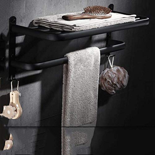 RSOCHS Shelf for Bathroom Bathroom Towel Rack, Towel Shelf with Double Bar, Rustproof 304 Stainless Steel Wall Mount Holder, Brushed