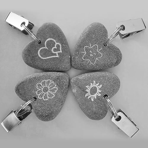 Divono 8Pcs Table Cloth Clips For Outside Table,Tablecloth Clips,Curtain Weights Pendant Heart Shape Stone With Metal Clips For Outdoor Party Pic