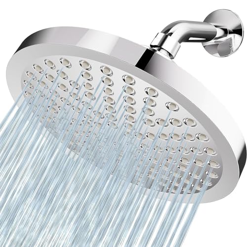 Rain Shower Head - Voolan 10" Round High Pressure Shower Heads Made of 304 Stainless Steel - Luxury Modern Chrome Look - Universal Wall and Ceili