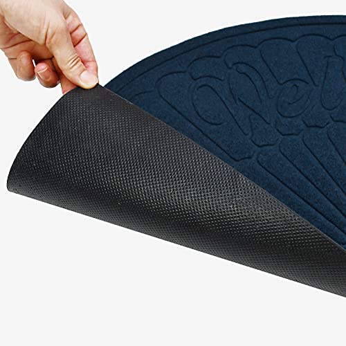 Morning View Navy Blue Half Round Doormat Indoor Entrance Half Moon Welcome Mat Half Circle Door Mat Entryway Rug for Front Door Outdoor High Tra