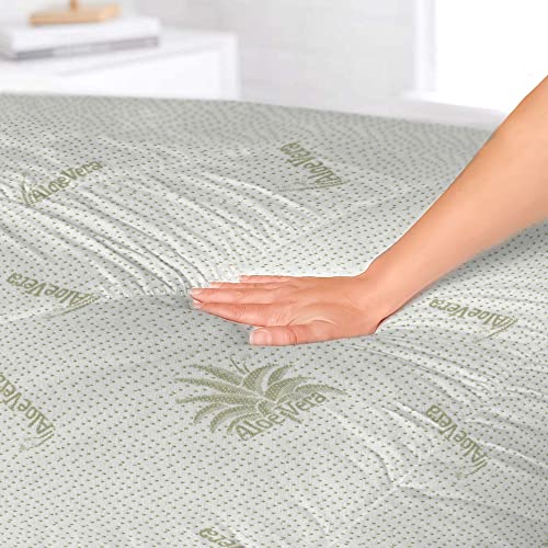 Italian Bed Linen Aloe Quilted Topper with Rubber Bands,120x195cm,White, 120 x 195 cm