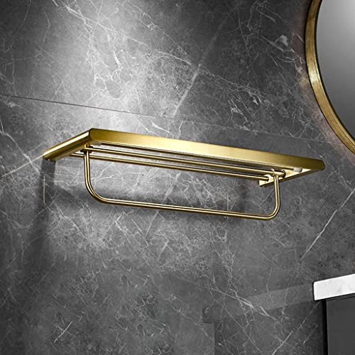 RAKUTE Brushed Gold Towel Rack, Stainless Steel Bathroom Gold Towel Bar, Toilet Paper Holder, Towel Ring, Bathroom Accessories Kit Bathroom Ring