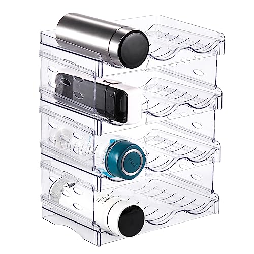 keilend 4 Pack Water Bottle Storage Organizer Rack, Water Bottle Storage Holder for Cupboard and Pantry Storage, Stackable Bottle Stand for Drink