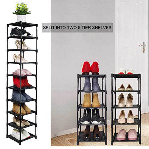 Shoe Rack 10 Tier Narrow Shoe Racks for Closets Durable Enterway Shoe Rack Organizer Shoes Rack Shoe Shelf Tall Shoe Stand Metal Shoe Rack