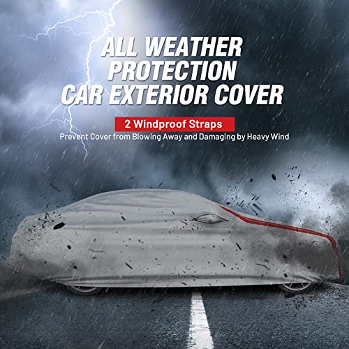 Favoto Waterproof Car Cover Outdoor Sedan Cover Universal Fit 177-194 Inch Right Side Zipper Design Sun Protection Waterproof Windproof Dustproof