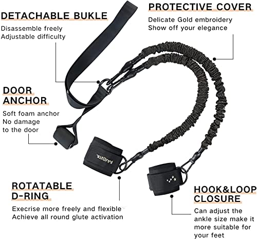 INNSTAR Booty Resistance Band Glute Cord Cable Machine for Hip Home Workout Cable Kickbacks with Instructions & Carry Bag