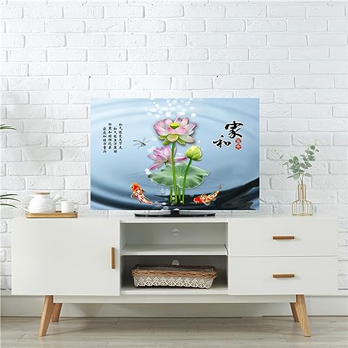 Qvo 32-80 Inches Universal TV Cover, Painting Pattern Television Cover Cloth Art Wall-Mounted Dustproof TV Screen Protector, Indoor Bedroom Livin