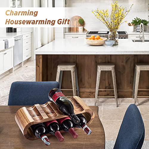 Mardili Free Standing Acacia Wood Wine Rack Storage, 8 Wine Bottle Holder Stand, Wine Shelf Organizer, Perfect for Home Décor and Wine Gifts, No