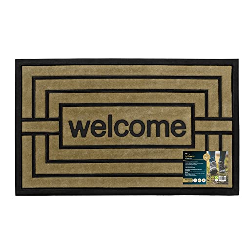 JVL Vienna Rubber Backed Scraper Doormat, 45x75cm, Welcome
