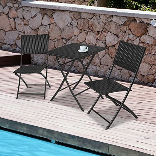 IWMH Garden Furniture Sets, Garden Folding Table and Chairs, Folding Outdoor Furniture Set for Garden, 3 Pieces Outdoor Dining for Patio, Backyar