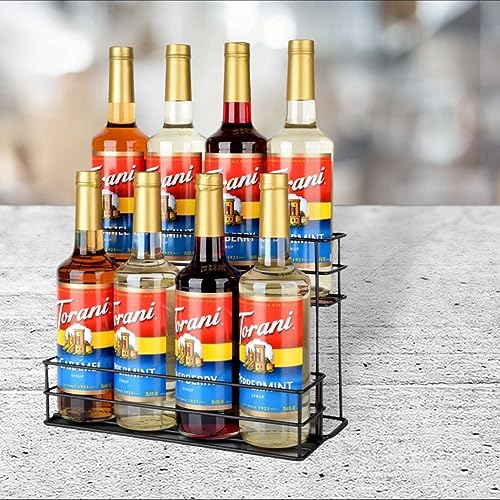 Metal Syrup Rack- Wine Rack- 8 Bottle Holder Storage Countertop Tabletop - Coffee Accessories Organizer- Syrup Stand Display for dressings, and C