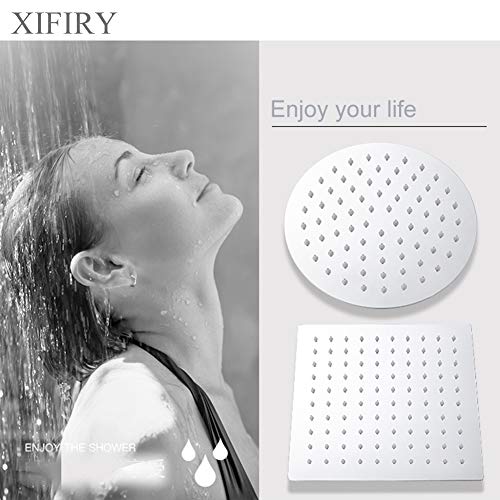 Large Rain Shower Head Round 304 Stainless Steel Ultra Thin Bathroom Shower Head High Pressure Rainfall Showerhead (12inch)