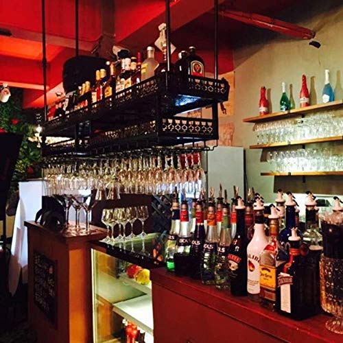 NEOCHY Wine Rack Retro Wine Glass Inverted Wine Bottle Rack Floating Wall Hanging Bar Restaurant Storage Rack Decoration
