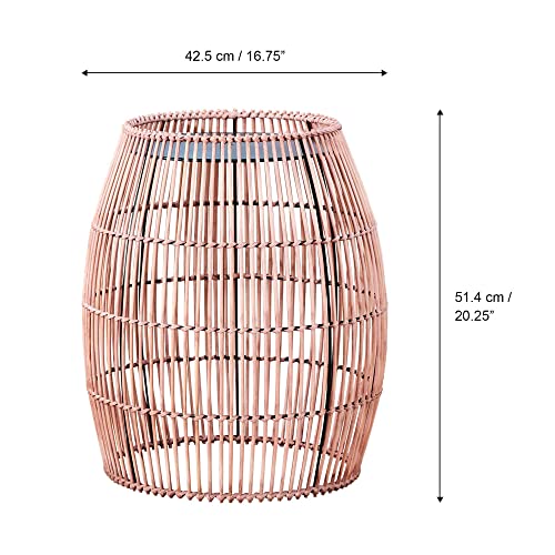 Teamson Home Outdoor Garden Large Round Drum Patio Side Table, 16.7 Inch Plant Stand in Bamboo Wicker, Weather Resistant, Outdoor Garden Décor, B