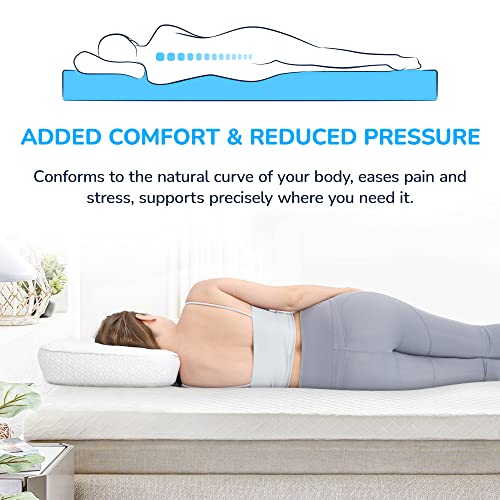 RECCI Memory Foam Mattress Topper Double Bed - Double Memory Foam Mattress Topper for Back Pain with Removable & Washable Bamboo Viscose Zipped C