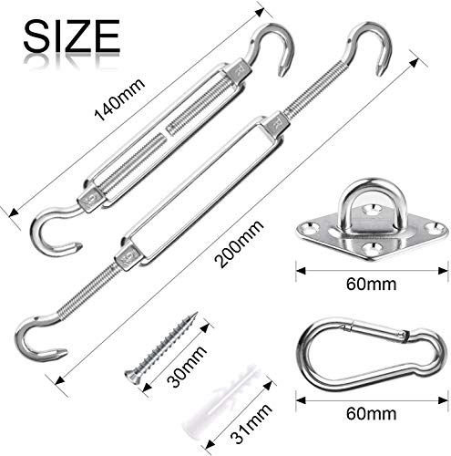 KAHEIGN M6 Awning Attachment Set, 28 Pcs Heavy Duty Sun Shade Sail Stainless Steel Hardware Kit for Triangle Square Rectangle Sun Shade Sail Inst