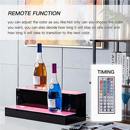 LED Lighted Liquor Bottle Display Illuminated Bottle Shelf 2 Tier, Home Bar Bottle Shelf 2 Step Drinks Lighting Shelves with RF Remote Control Mu
