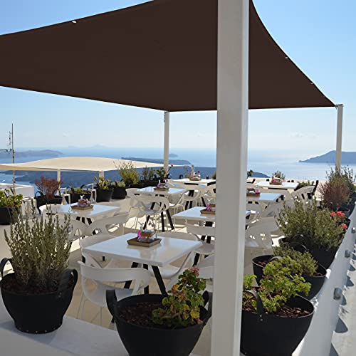 Relaxdays Rectangular Sun Shade Sail W x D: 3 x 4 m Water-Repellent UV Resistant with Guy Ropes Patio Balcony Brown