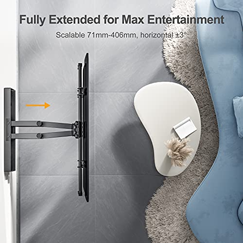 Perlegear TV Wall Bracket for 37-84 Inch Flat/Curved TVs up to 60kg, Swivel Tilt TV Bracket Max.VESA 600x400mm, Full Motion TV Wall Mount with Du