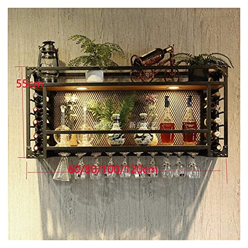 SUCHETA Hanging Wine Rack with Glass Holder and Shelf, Wine Rack Hanging,Wine Glass Racks Stemware Holder,Adjustable Height DecorationShelf, Wine