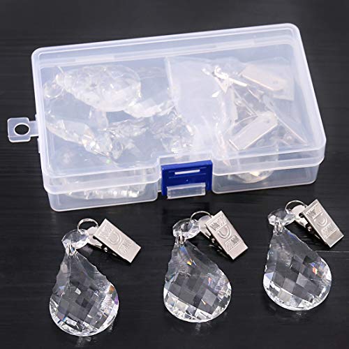 Keadic 10Pcs Cucurbit Christmas Tablecloth Weights Crystal Glass Teardrop Prisms Pendant Tablecloth Weights Kit, Crystal Chandelier Pendants Part