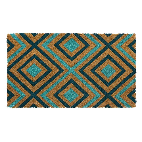 JVL Eco-Friendly Latex Backed Coir Door Mat, Rhombus,Natural,40 x 70 cm Approx.