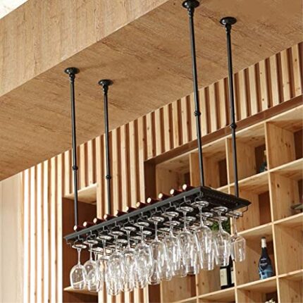 Wine racks Ceiling Metal Wine Bottle Holder Hanging Stemware Glass Holder Storage Rack Home & Kitchen Decor, Save Space, for Bars, Restaurants