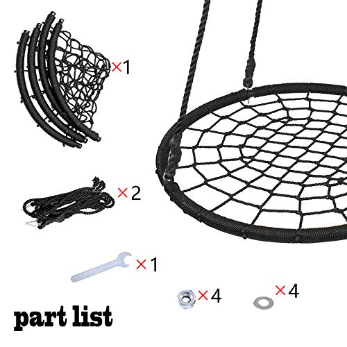 Display4top Outdoor Swing, Giant 40" Round Web Tree Net Swing Swing Set Anchors Hanging Ropes 400 lbs Capacity, Adjustable length hanging ropes E