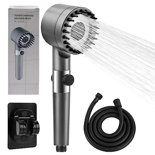 Shower Head with Hose Set, Universal Stainless Steel Shower Hose and Head 2m, Replacement Metal Shower Pipe Cable, High Pressure Shower Head with