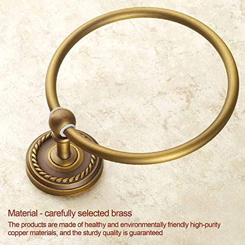RAKUTE Antique Towel Ring, All Copper Towel Holder, European Round Towel Rack, Bathroom Towel Bar Bathroom Ring